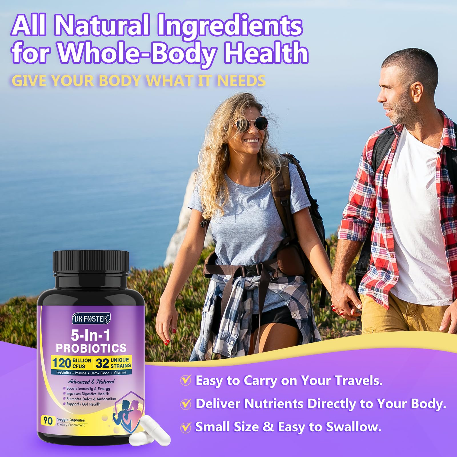 DRFOSTER Probiotic Supplement capsules on a wooden surface