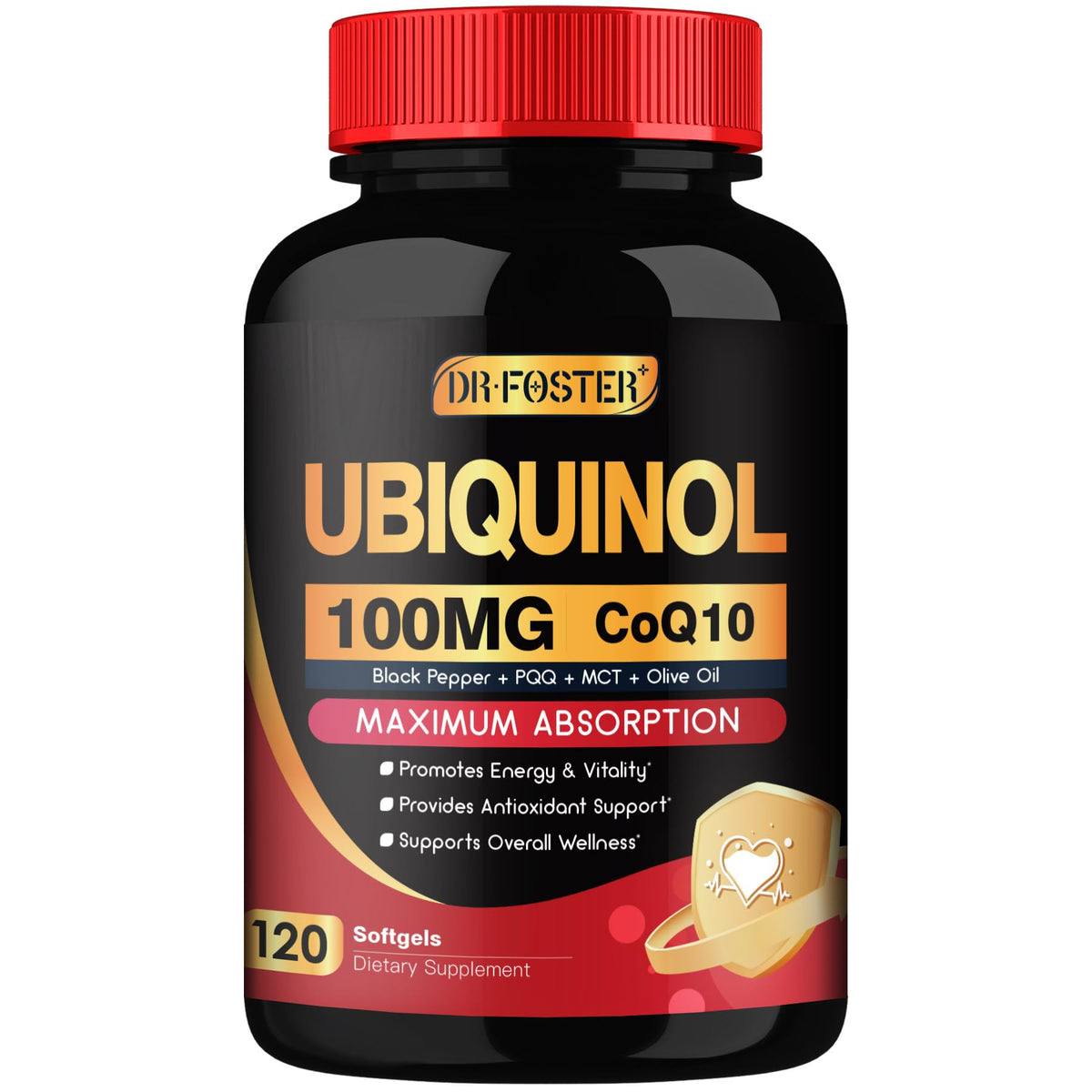 DRFOSTER Ubiquinol CoQ10 100mg Softgels front view