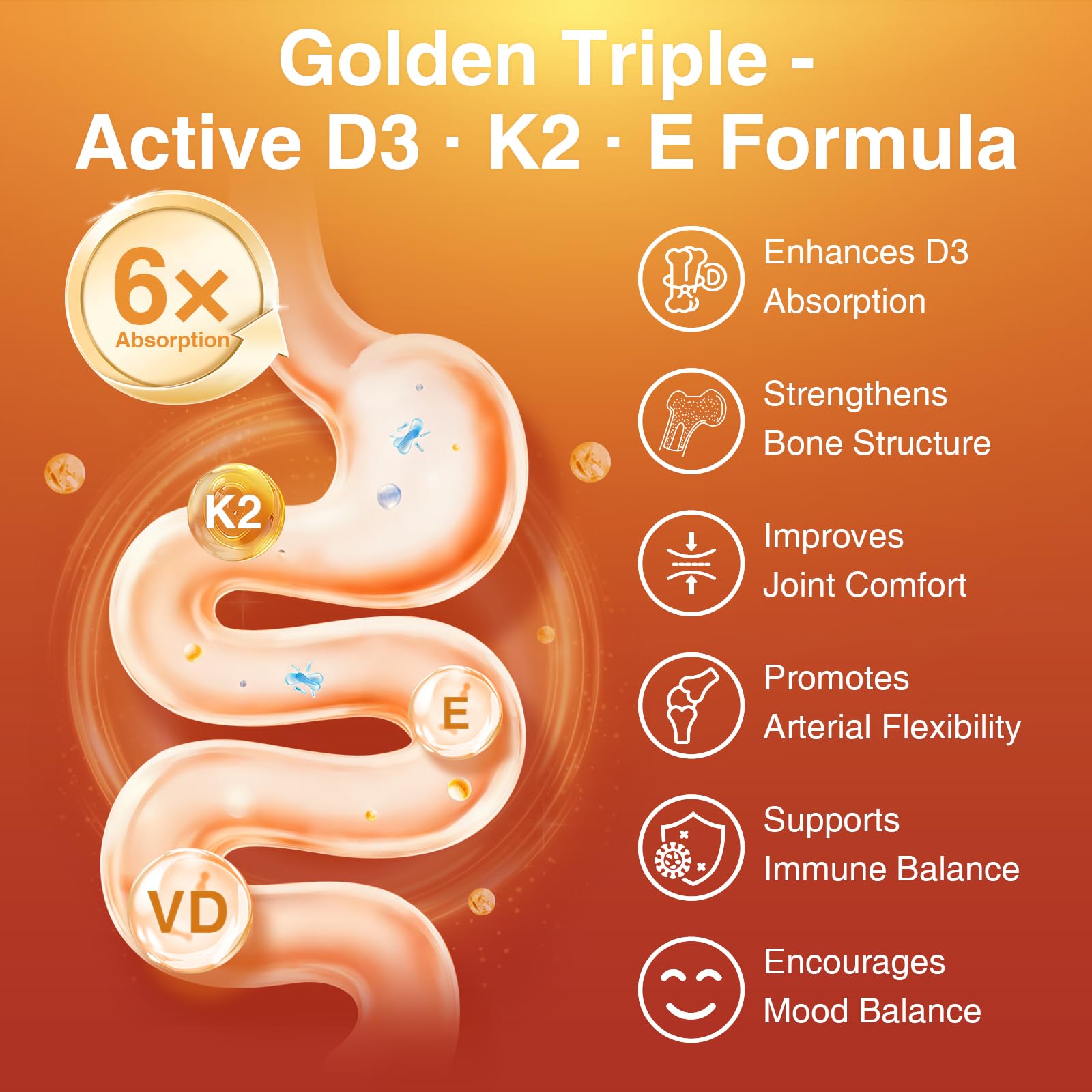 DRFOSTER Vitamin D3 K2 E Supplement 5000 IU side view of capsule