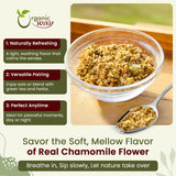 Dried chamomile flowers in a tea cup