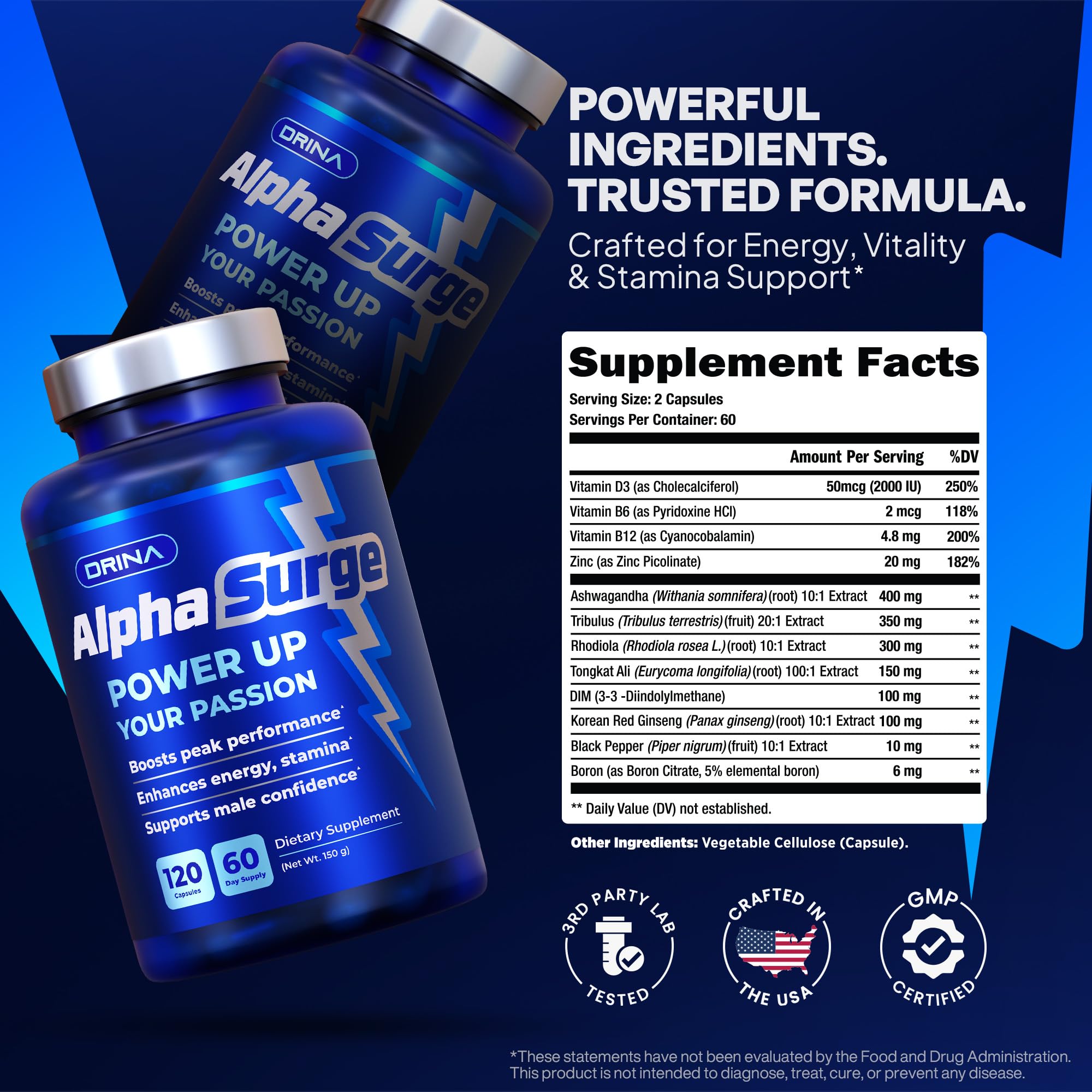 DRINA Male Wellness Supplement capsules close-up