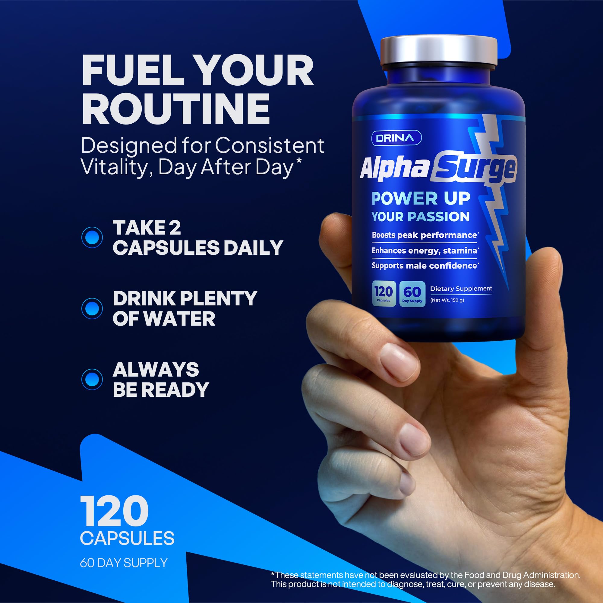 DRINA Male Wellness Supplement capsules on a table