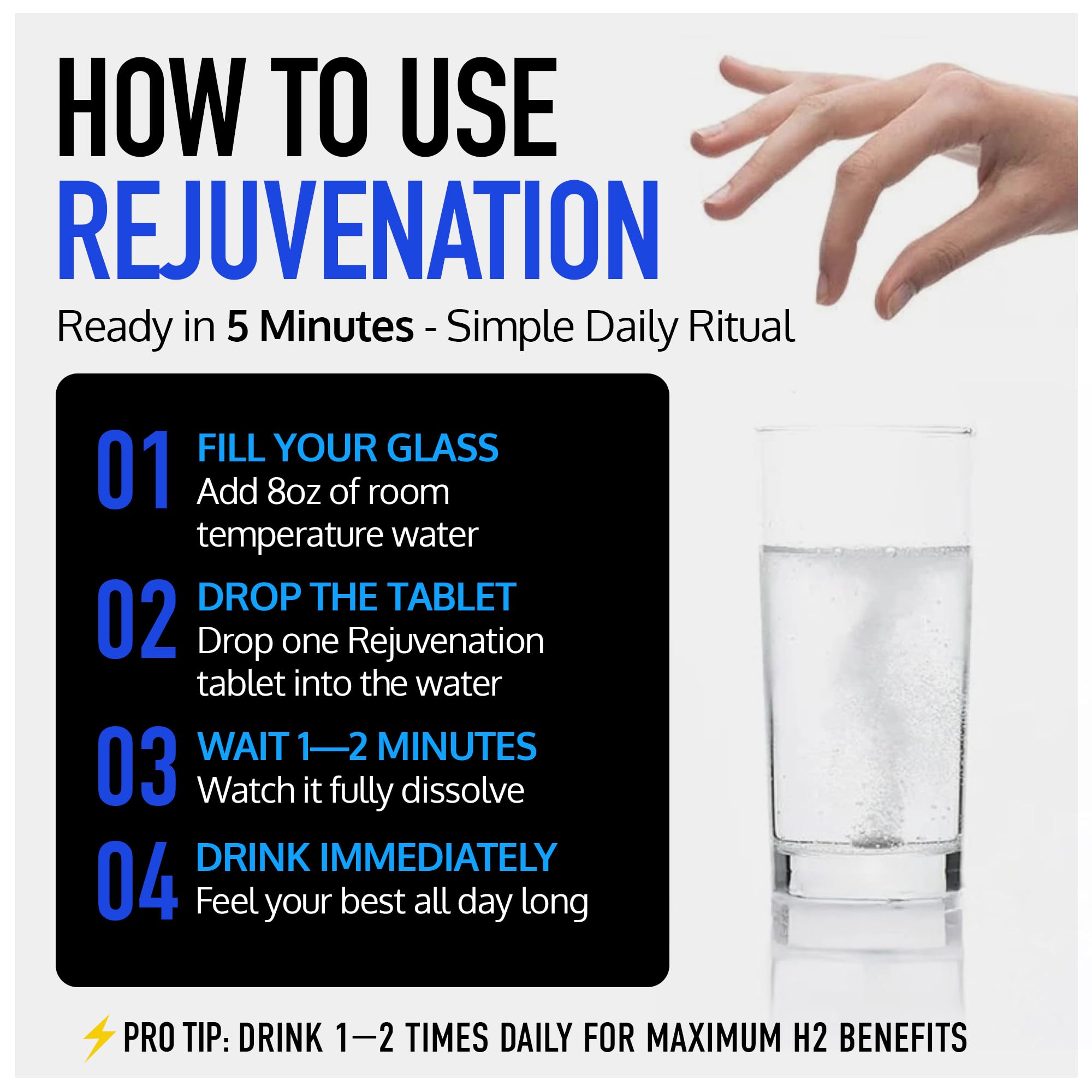 DRINK HRW Hydrogen Tablets back view with nutritional info