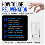DRINK HRW Hydrogen Tablets packaging dimensions on table