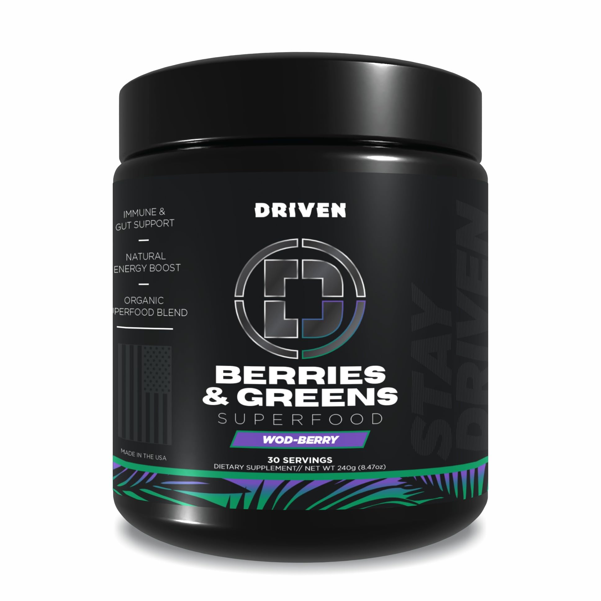 Driven Nutrition Berries & Greens 240g front view