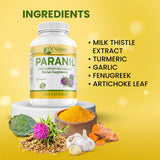 DrNatura Paranil Milk Thistle Supplement on a table with natural herbs