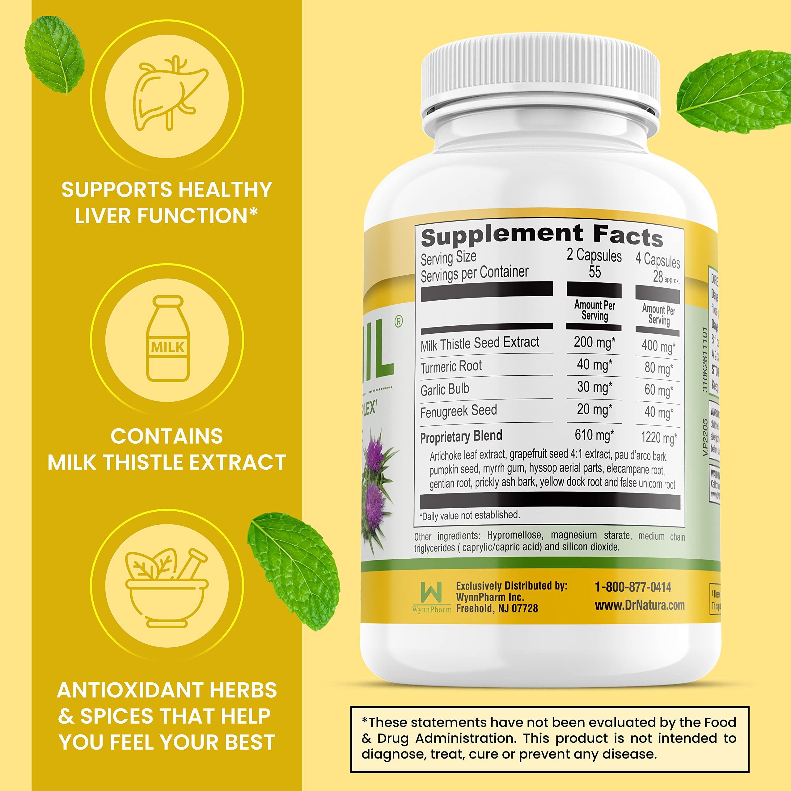 DrNatura Paranil Milk Thistle Supplement packaging with herbal blend details