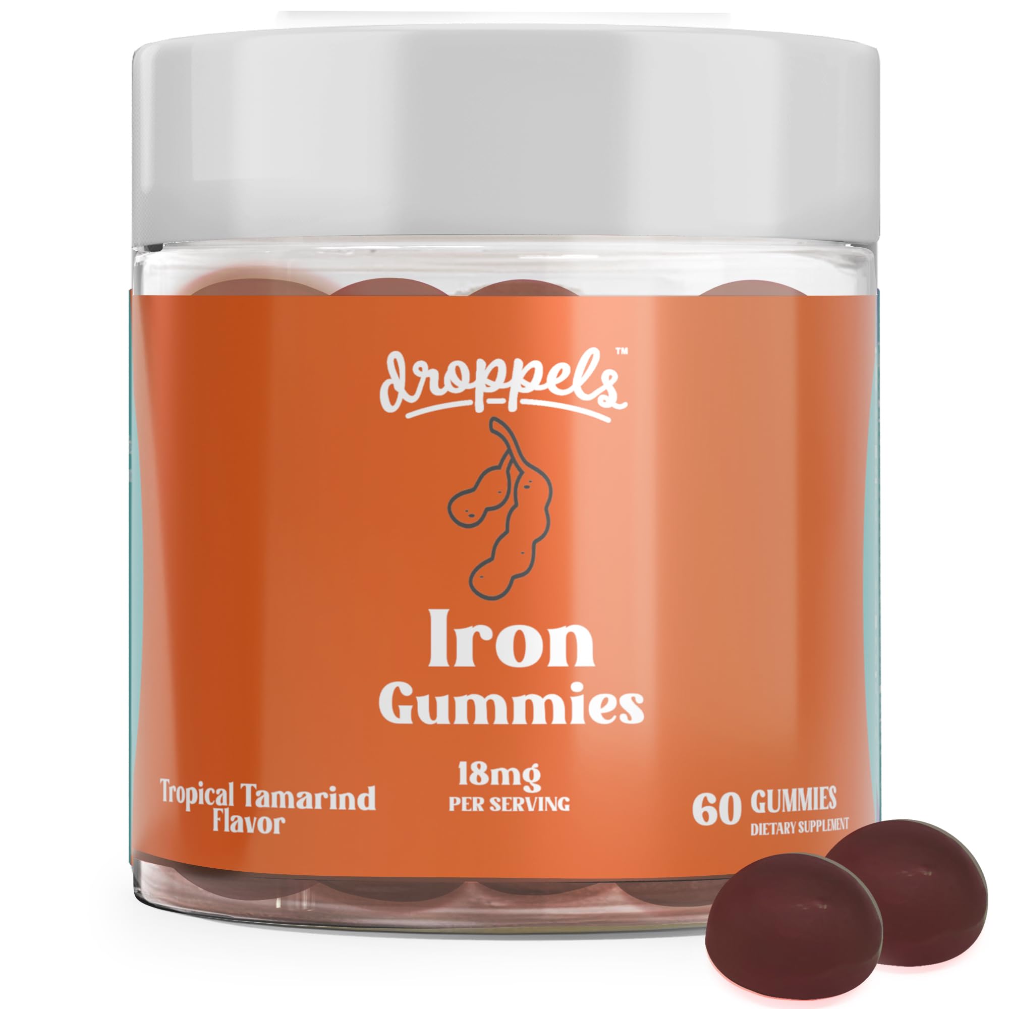 Droppels Iron Gummies 200g front view with Tropical Tamarind flavour