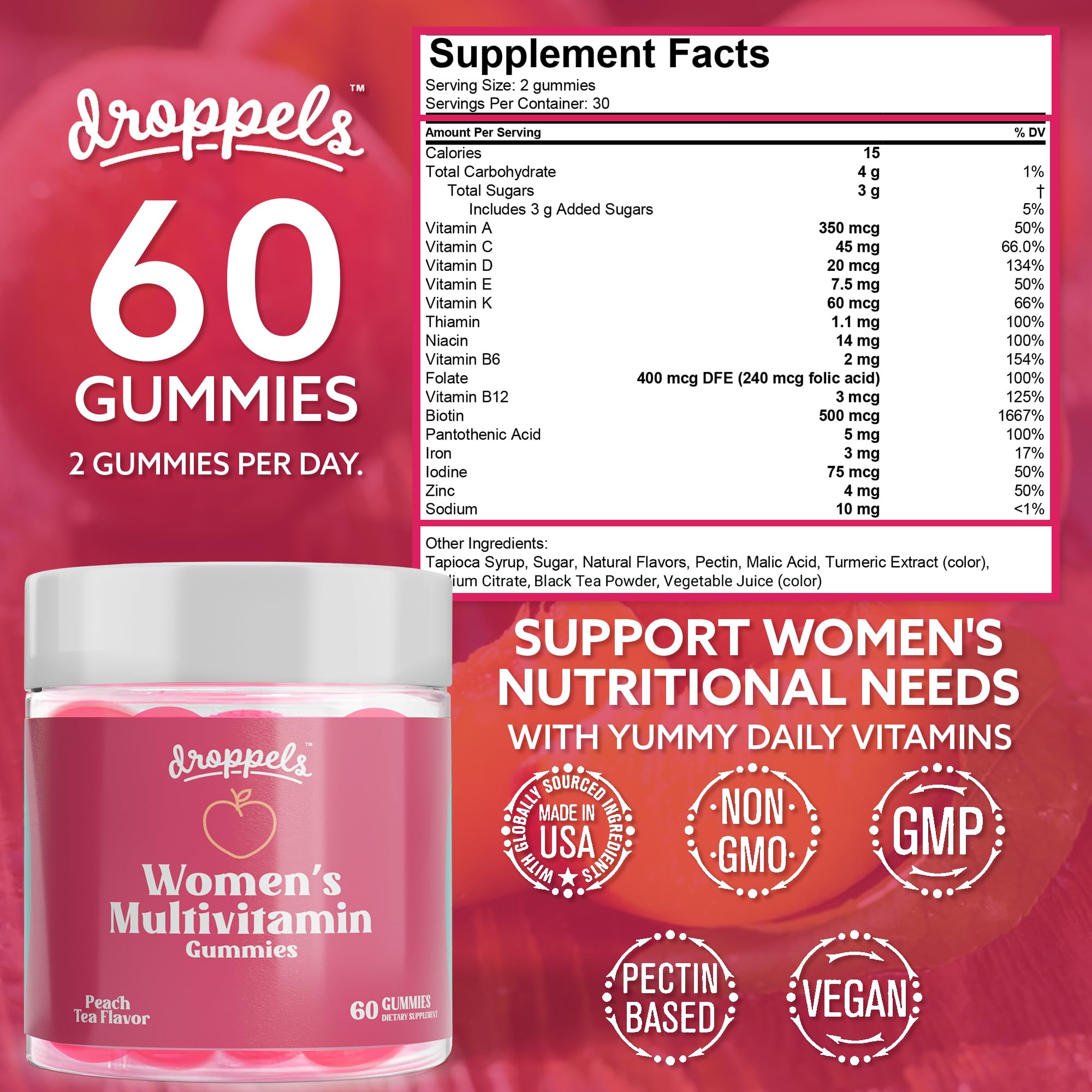 Droppels Women's Multivitamins on a kitchen counter