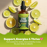 Drops Of Nature Citrus Bergamot 25:1 Supplement in a glass