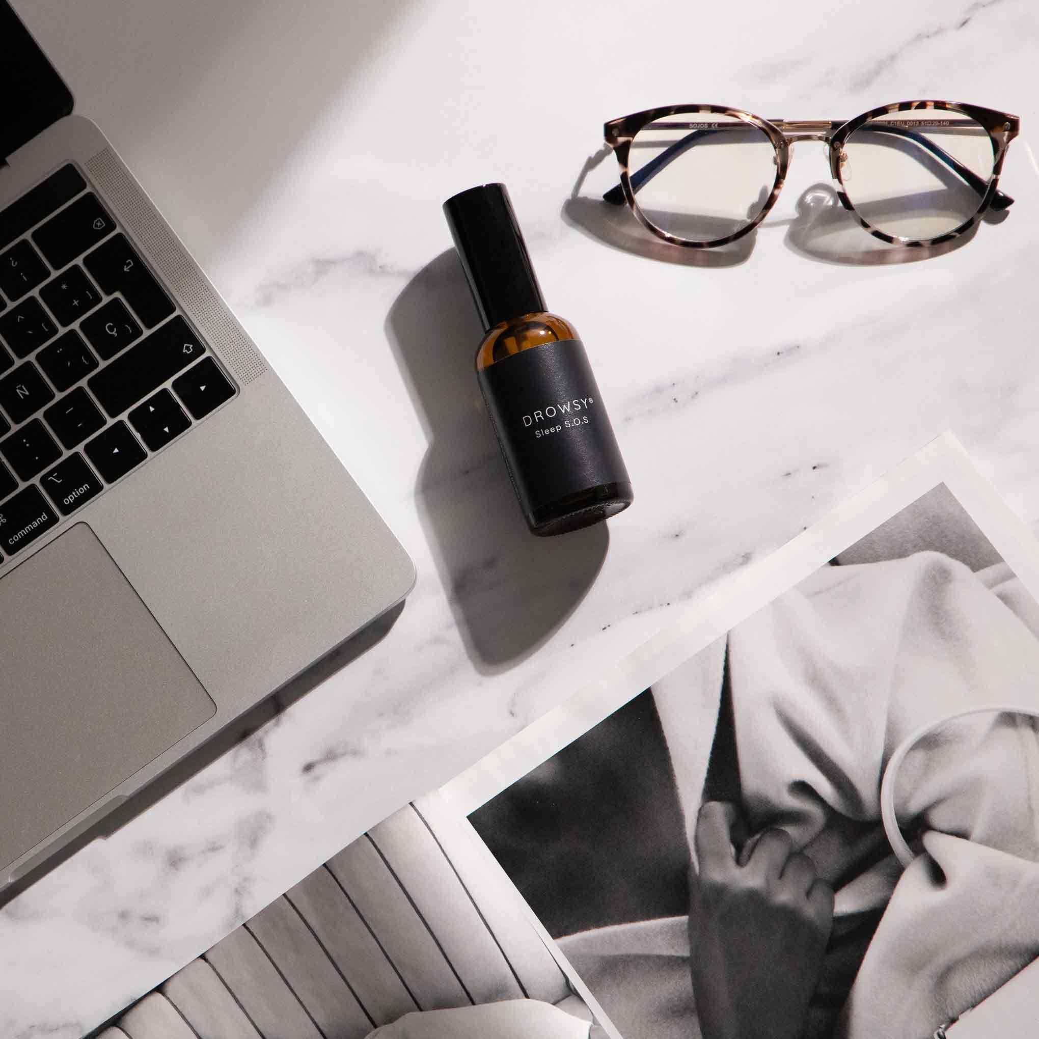 Drowsy Sleep S.O.S Pillow Spray 113g bottle on a pillow
