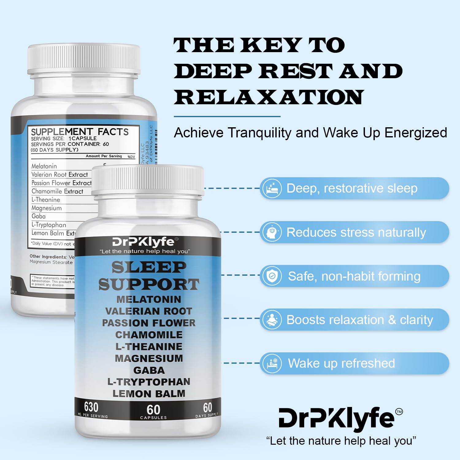 DrPKLyfe Sleep Aid Capsules on a wooden table