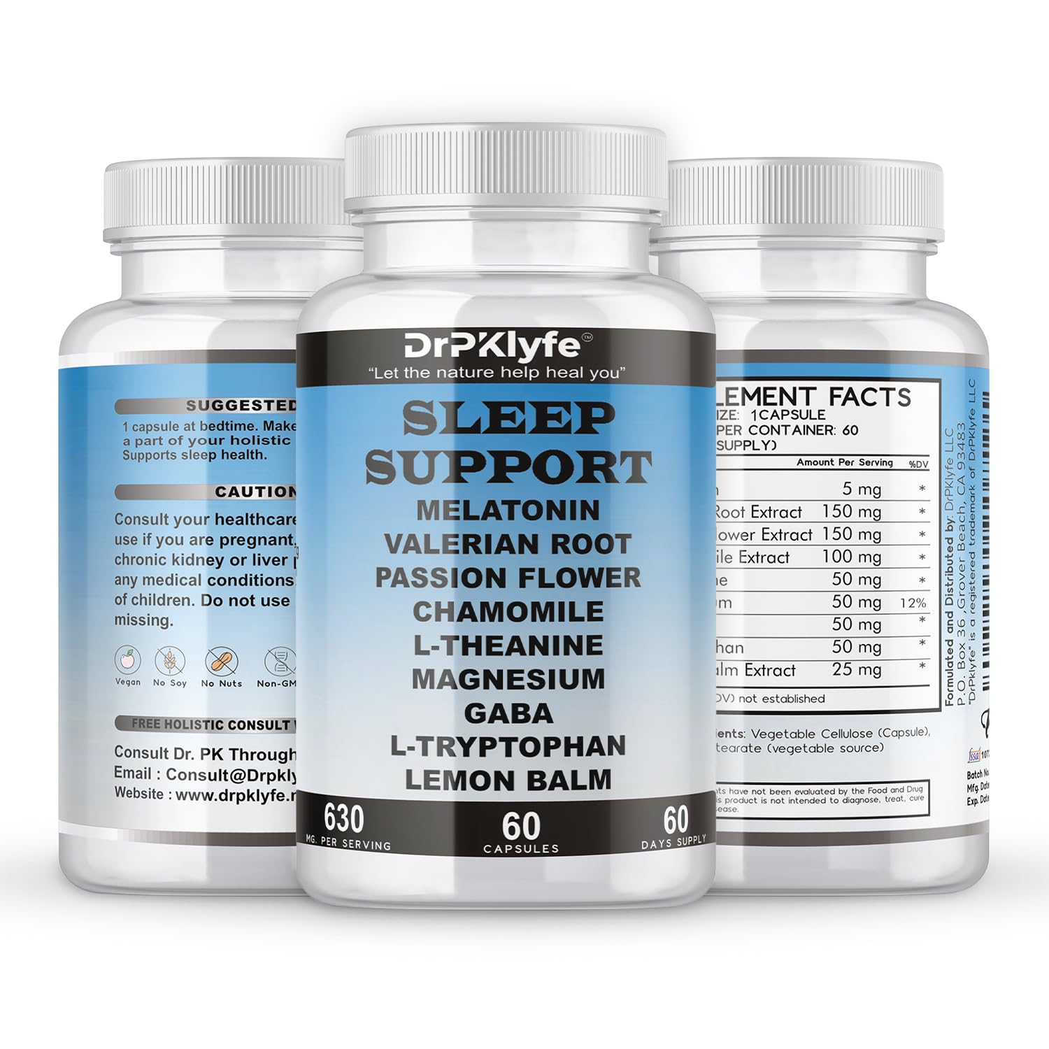 DrPKLyfe Sleep Aid Capsules with a calming background