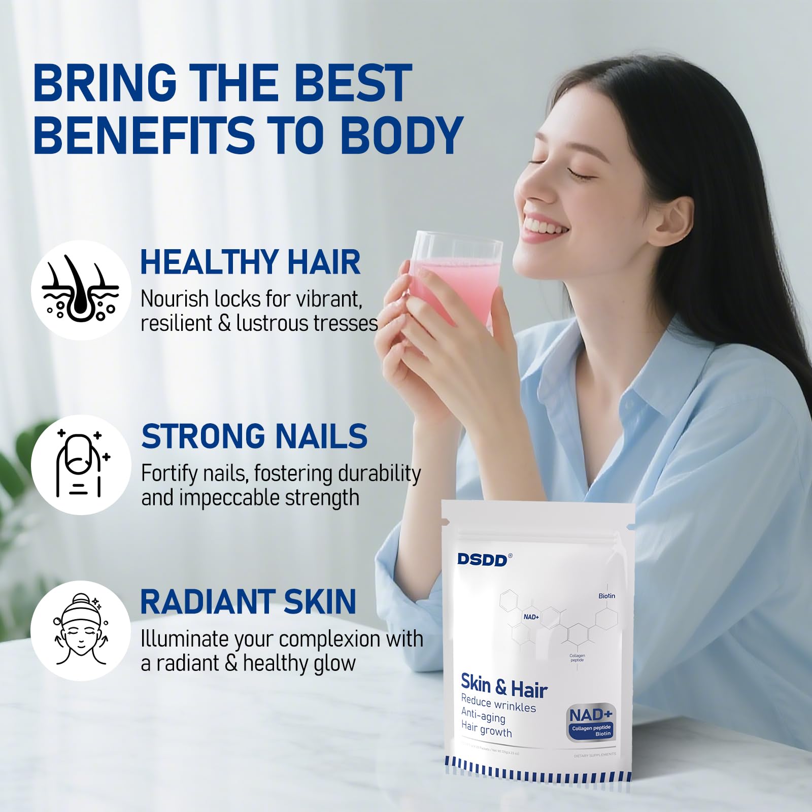 DSDD Biotin Supplement back view with ingredient list