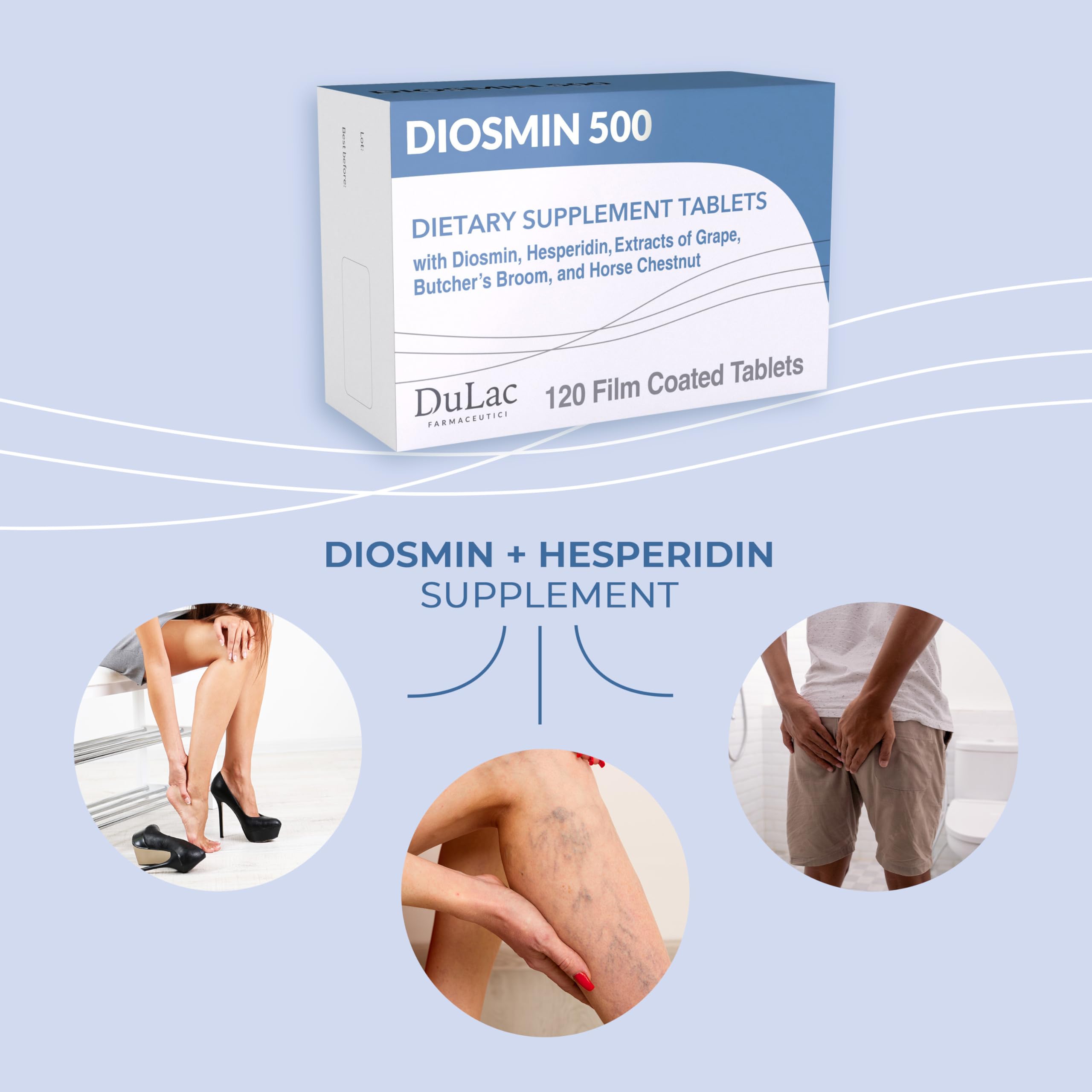DULÀC Diosmin 500 supplement tablets close-up