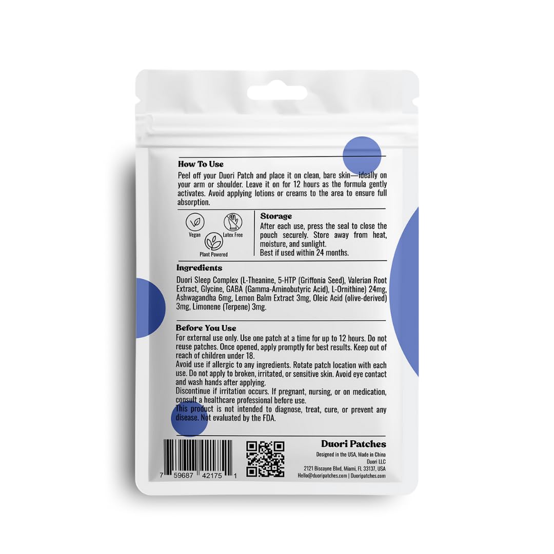 DUORI Valerian Root Sleep Patch on a bedside table