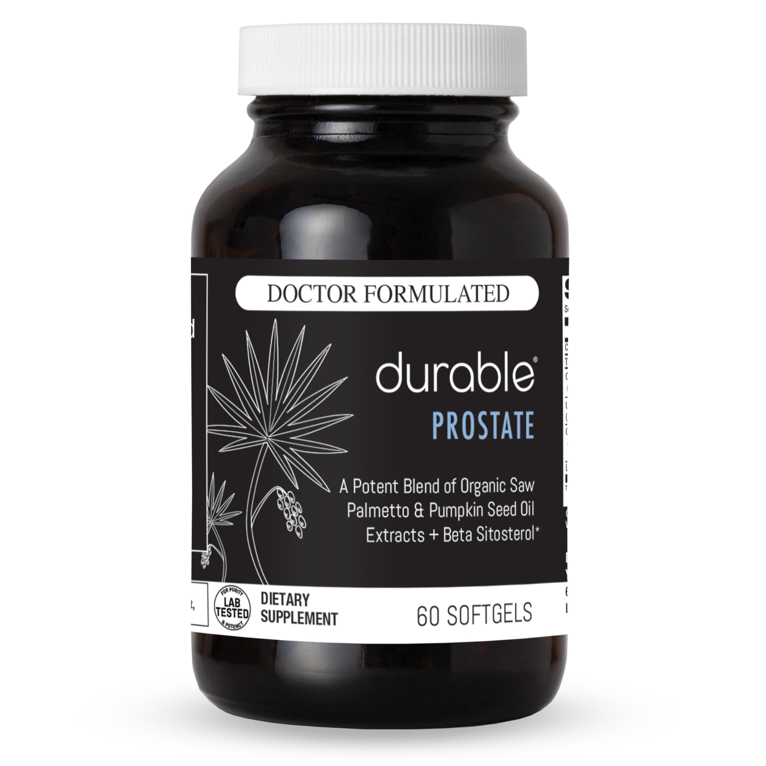 Durable Saw Palmetto Men's Wellness Formula 320mg softgel front view
