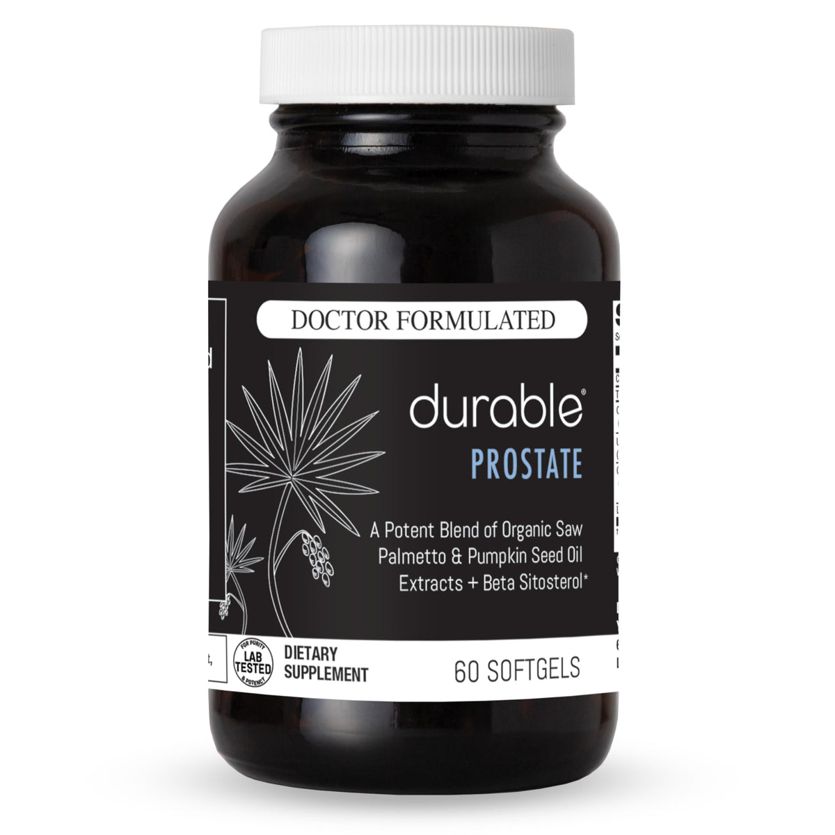 Durable Saw Palmetto Men's Wellness Formula 320mg softgel front view