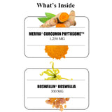Durable Turmeric Supplement bottle side view with dosage information