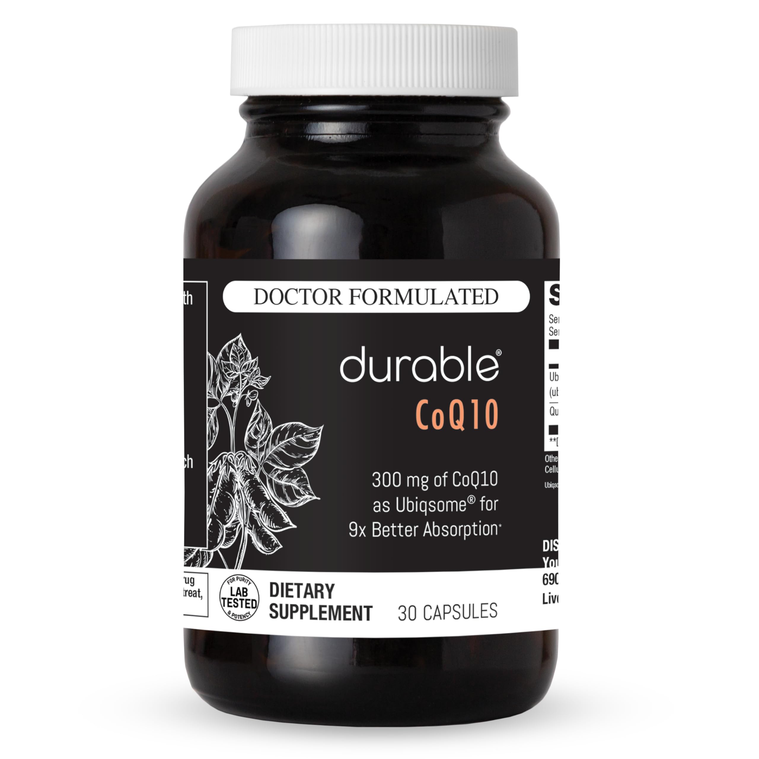 Durable Ubiqsome CoQ10 300 mg supplement capsule front view