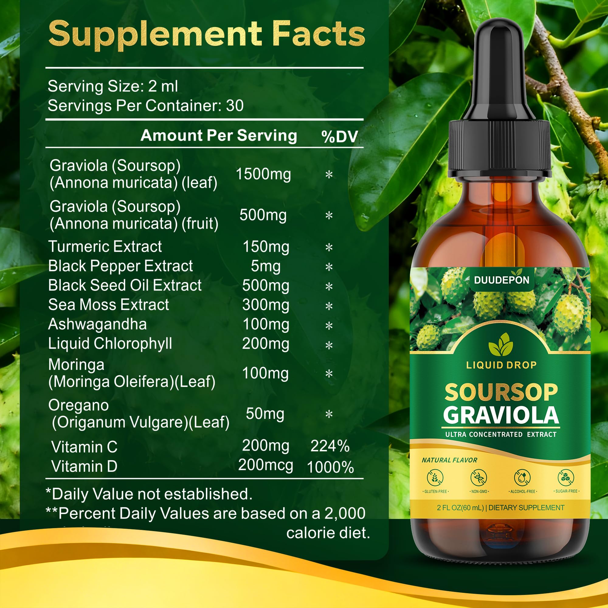 DUUDEPON Soursop Bitters Liquid packaging side view
