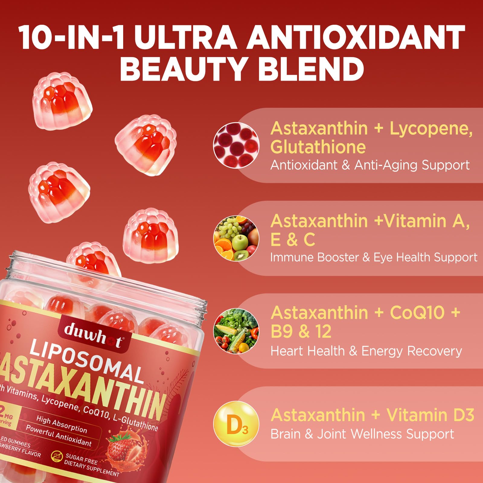duwhot Astaxanthin Gummies packaging side view