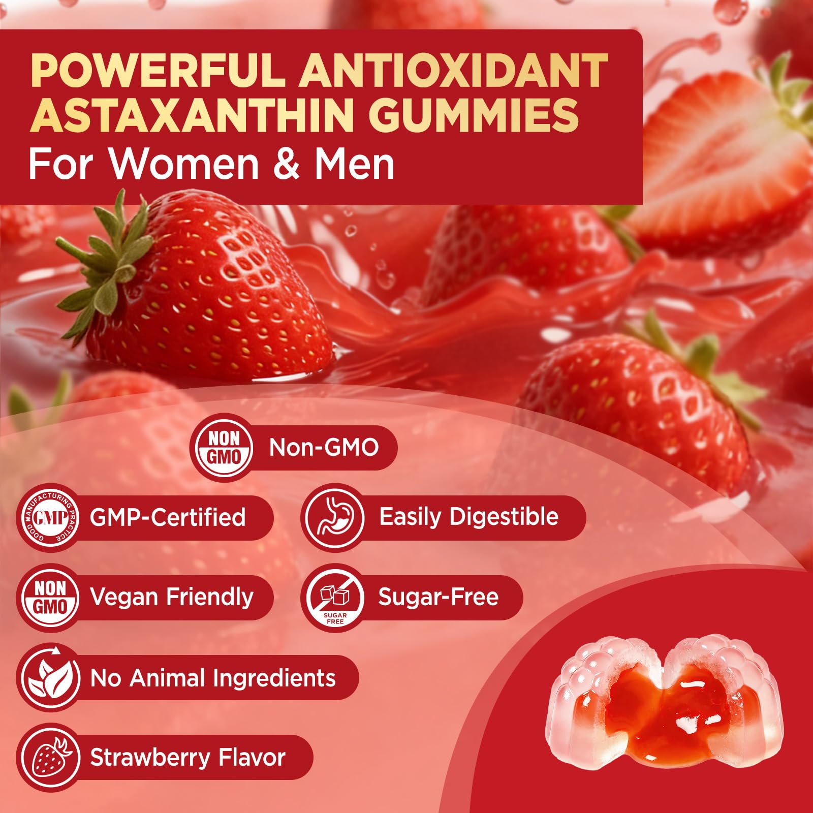 duwhot Astaxanthin Gummies with a glass of water