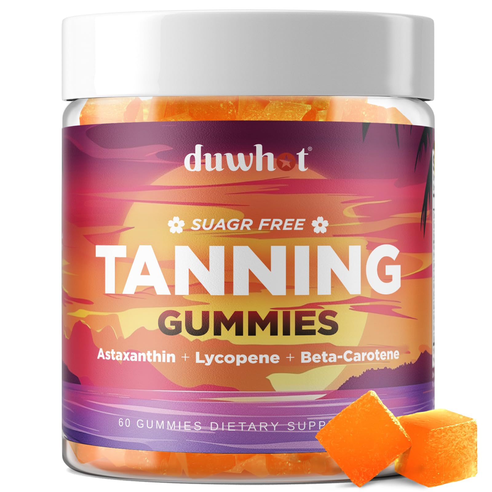 duwhot Astaxanthin Tanning Gummies front view with packaging
