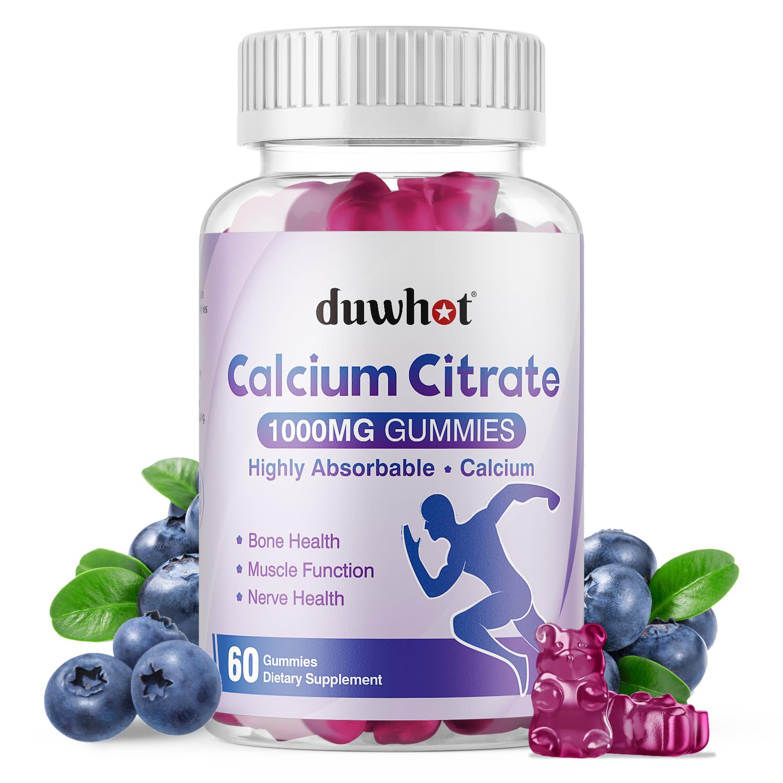duwhot Calcium Citrate Gummies 1000mg front view with packaging