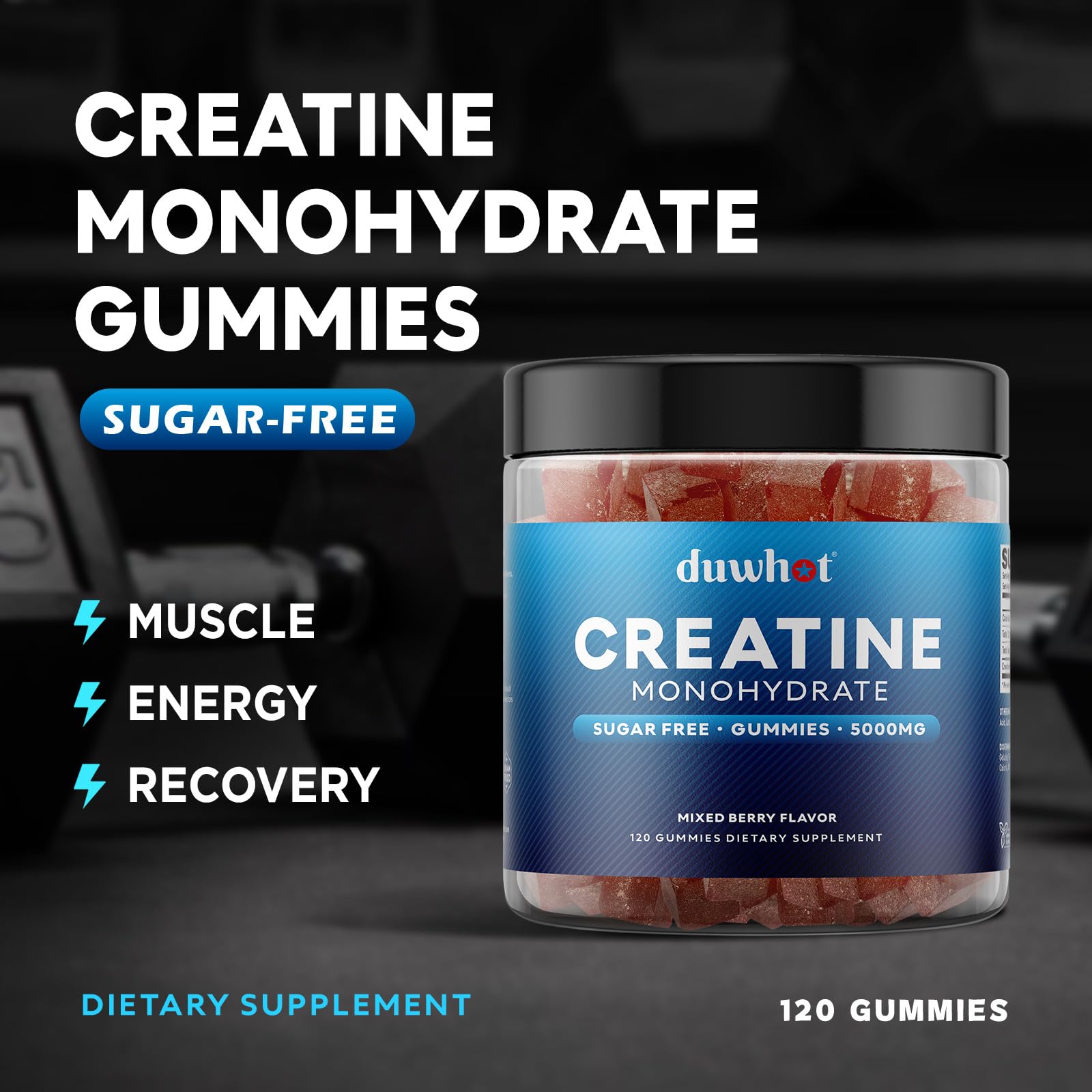 duwhot Creatine Monohydrate Gummies showing 4 gummies