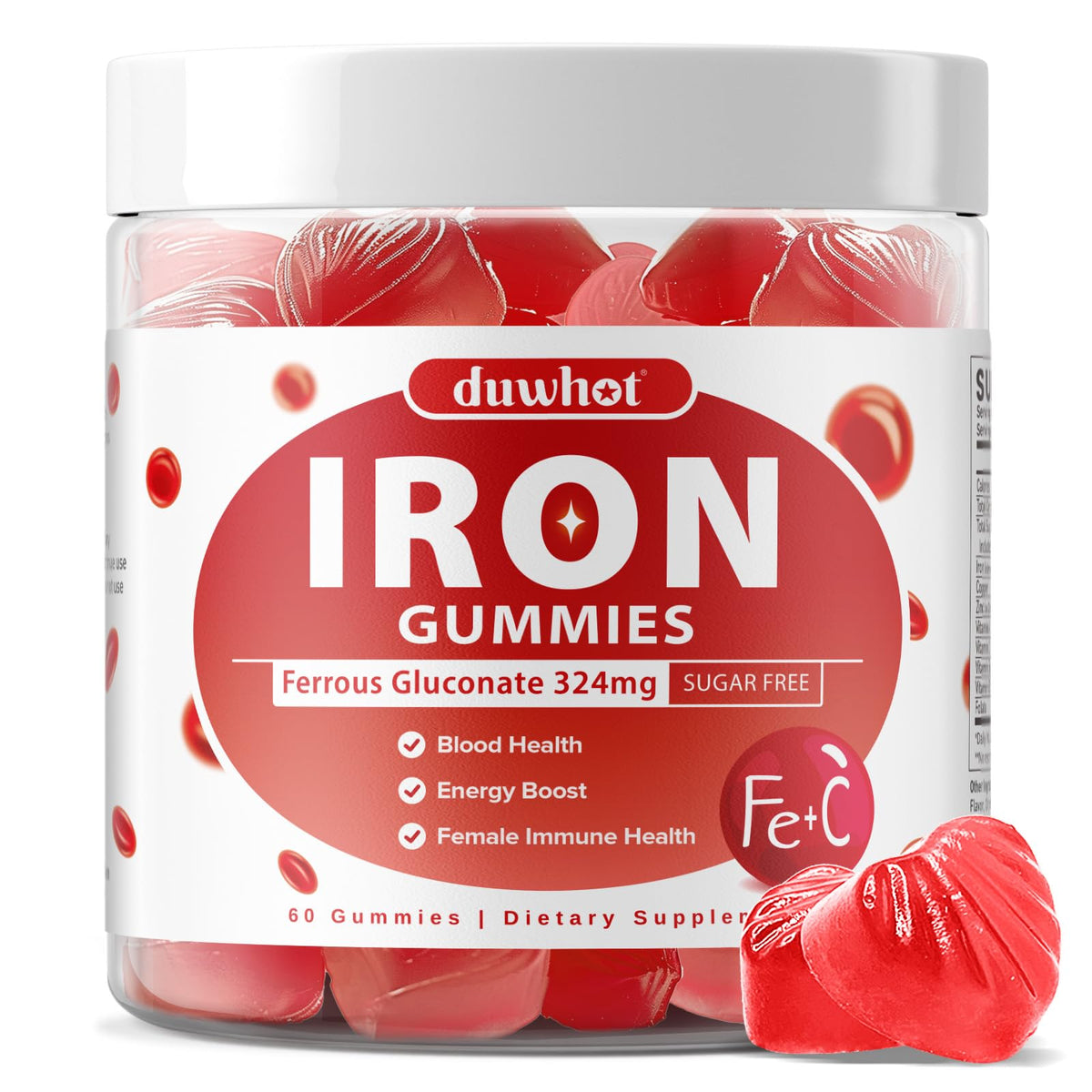 duwhot Iron Gummies for Women & Teen Girls front view