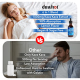 duwhot Kava Kava Drops 1000mg bottle on a wooden table