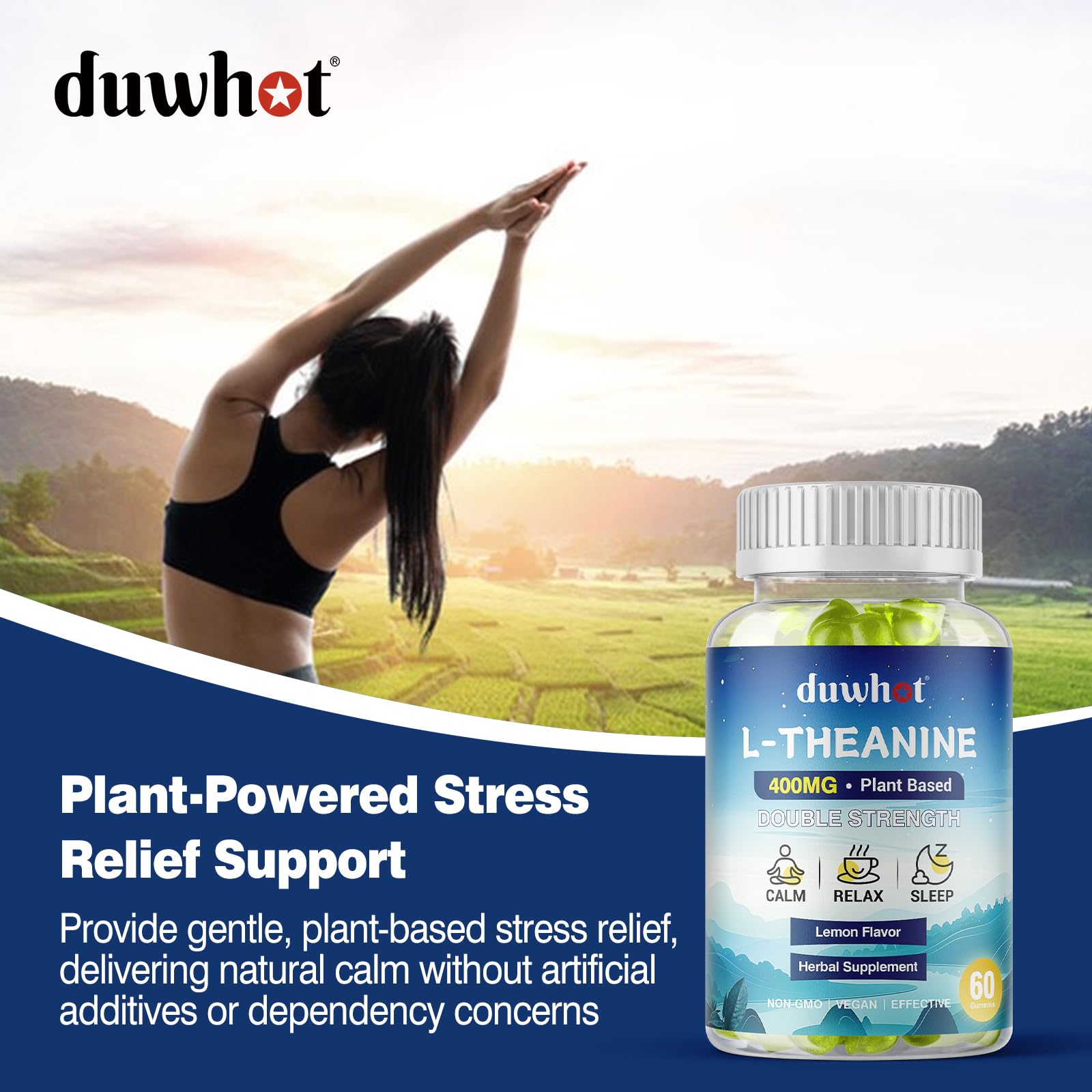 duwhot L-Theanine Gummies 400mg open pack with gummies