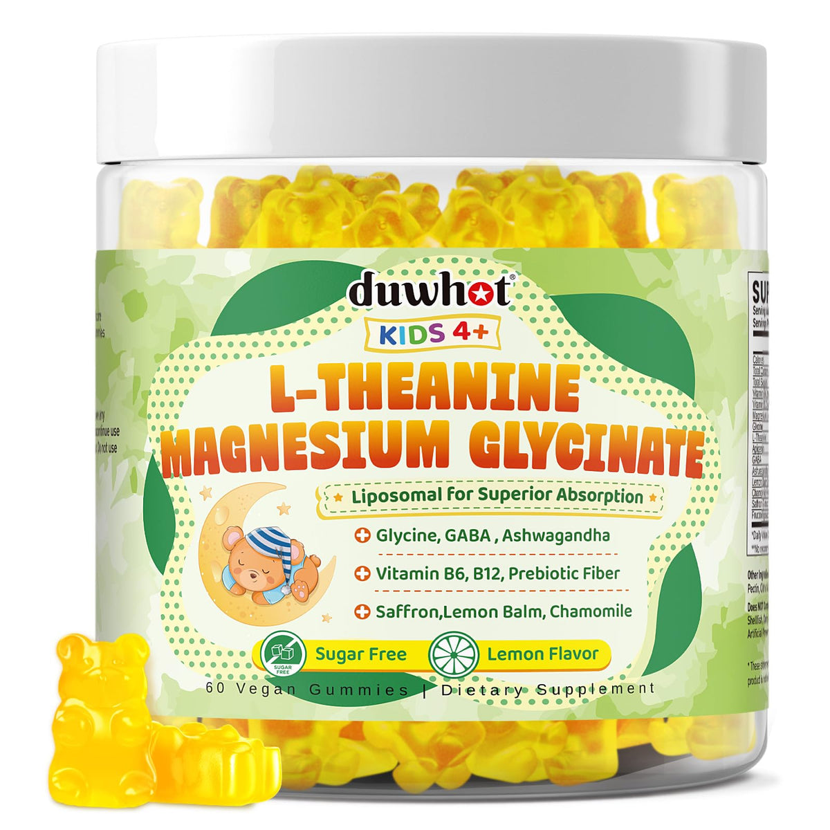 duwhot L-theanine Gummies for Kids 4+ front view of packaging