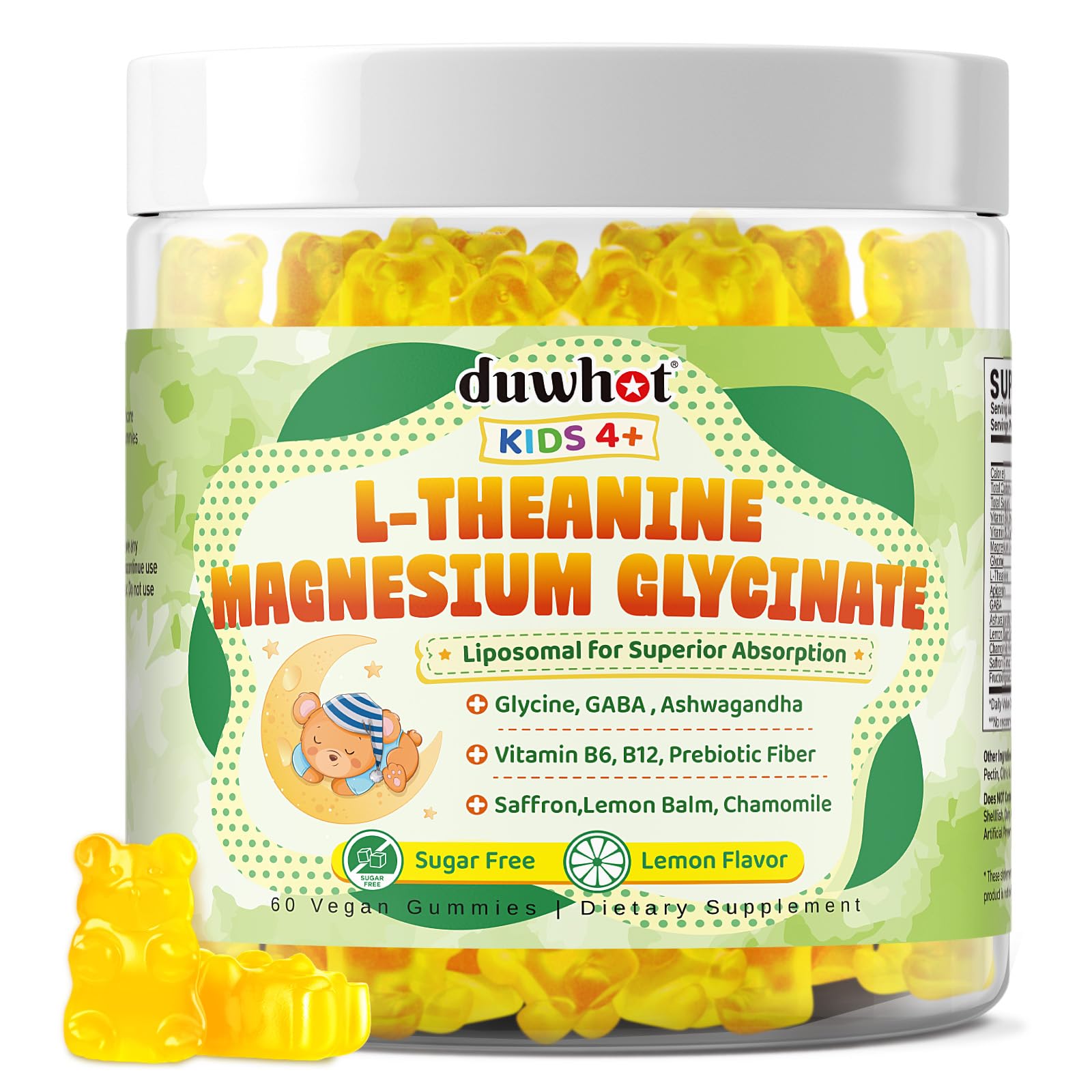duwhot L-theanine Gummies for Kids 4+ front view of packaging