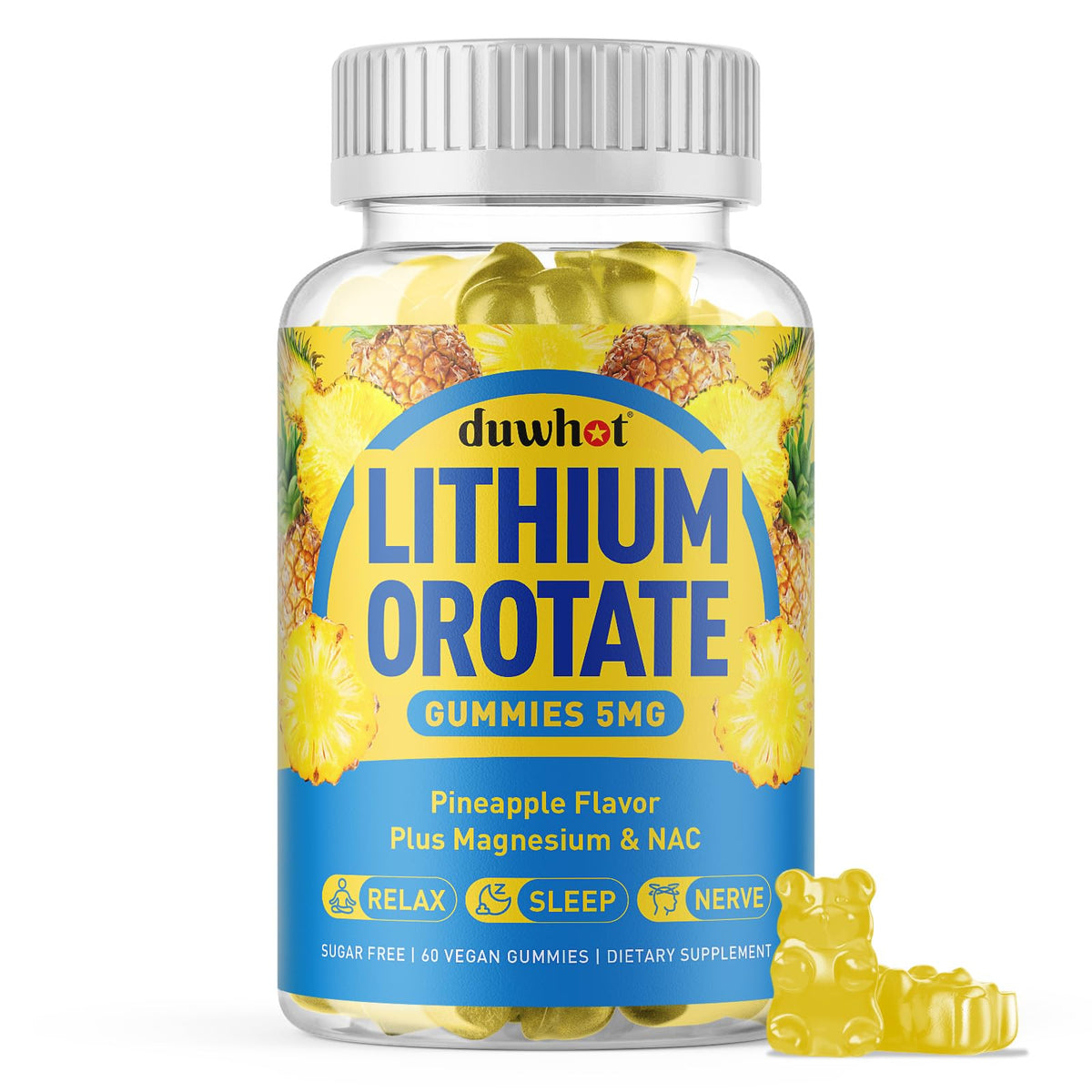 duwhot Lithium Orotate Gummies 60 count front view