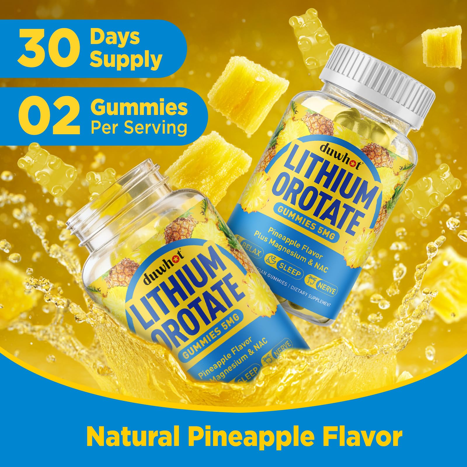 duwhot Lithium Orotate Gummies on a wooden table