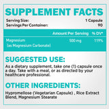 duwhot Magnesium Carbonate Capsules 500mg capsules on a table