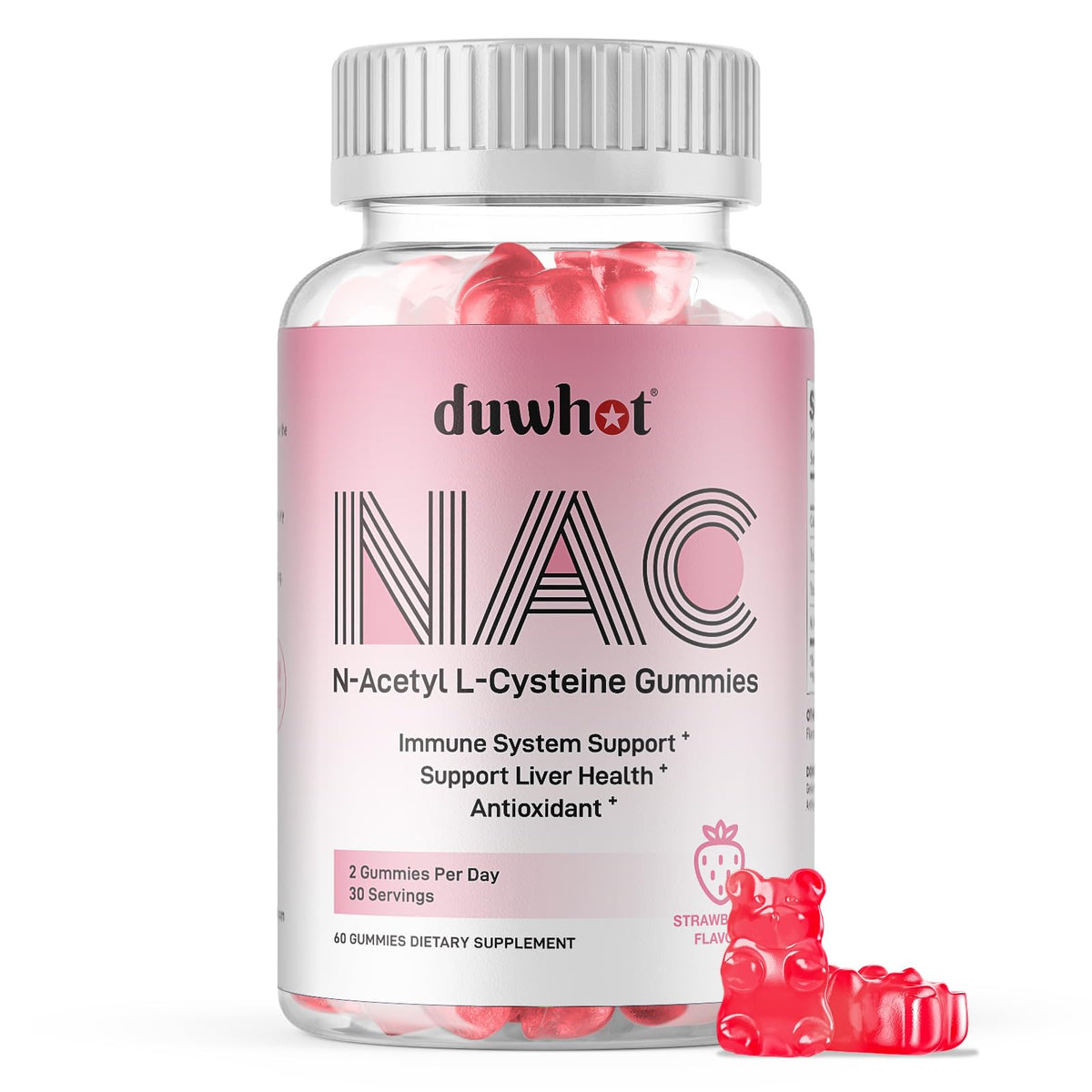 duwhot NAC Gummies strawberry flavour front view packaging