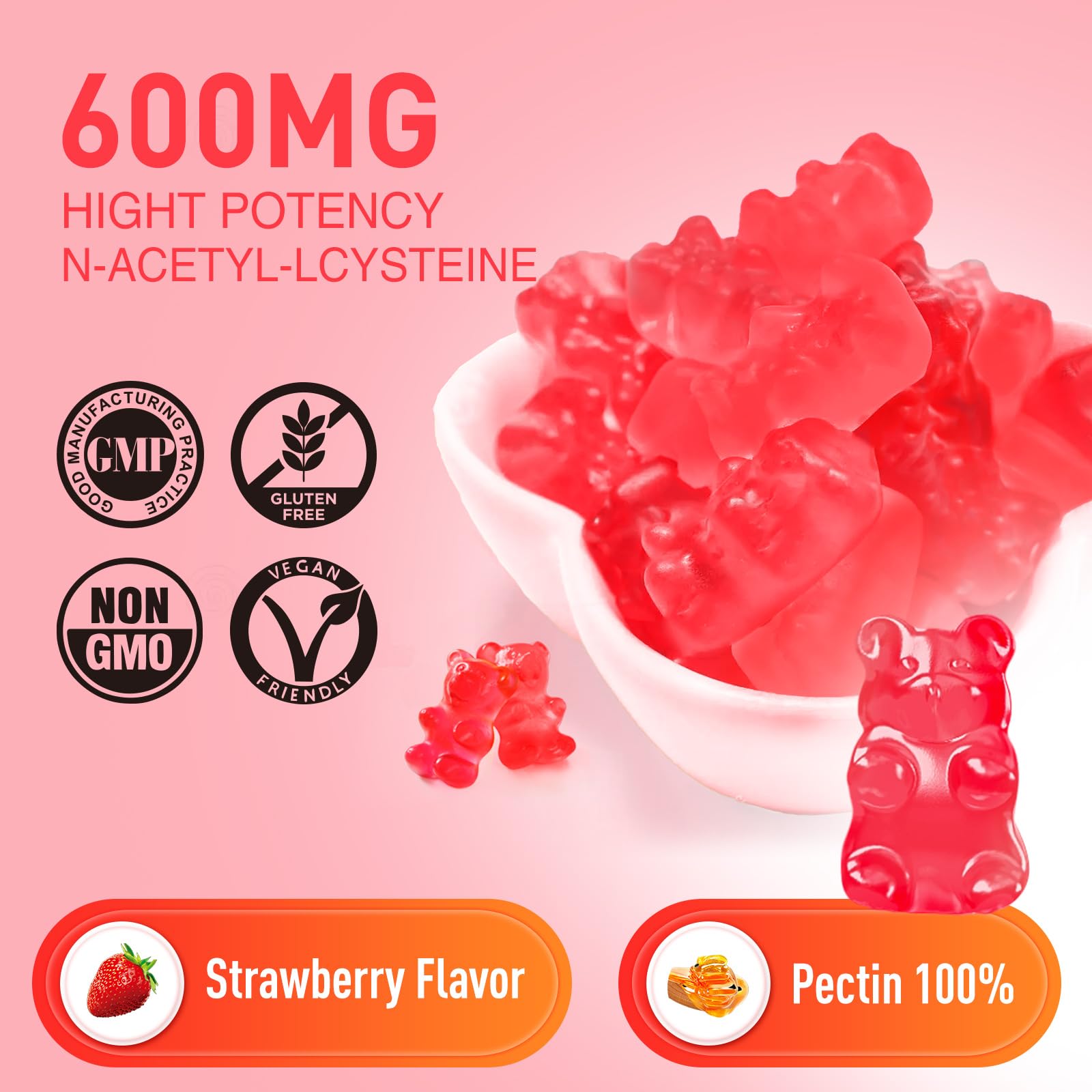 duwhot NAC Gummies Strawberry Flavour side view