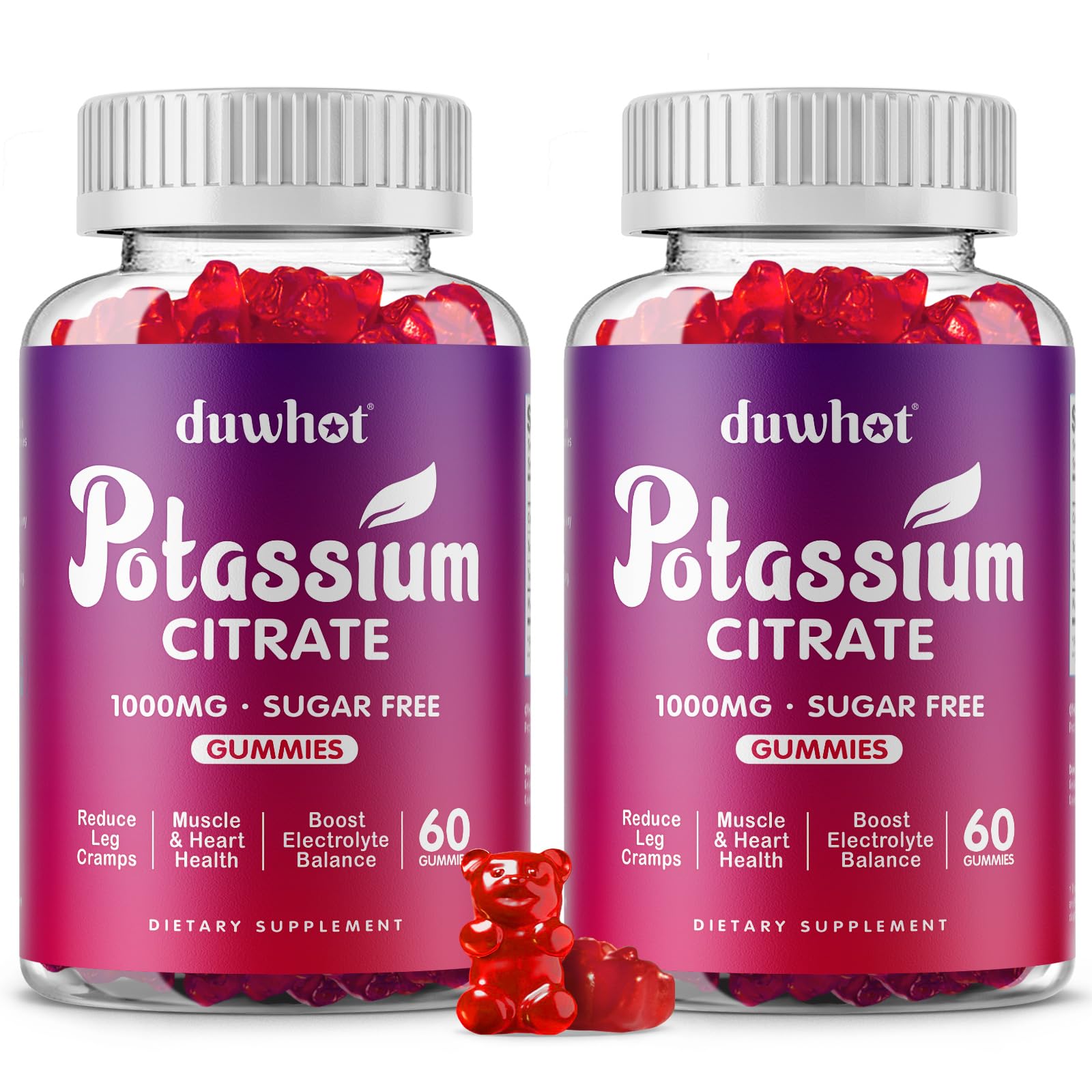 duwhot Potassium Gummies 1000mg front view with raspberry flavour
