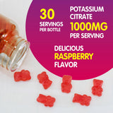 duwhot Potassium Gummies 1000mg with fresh raspberries
