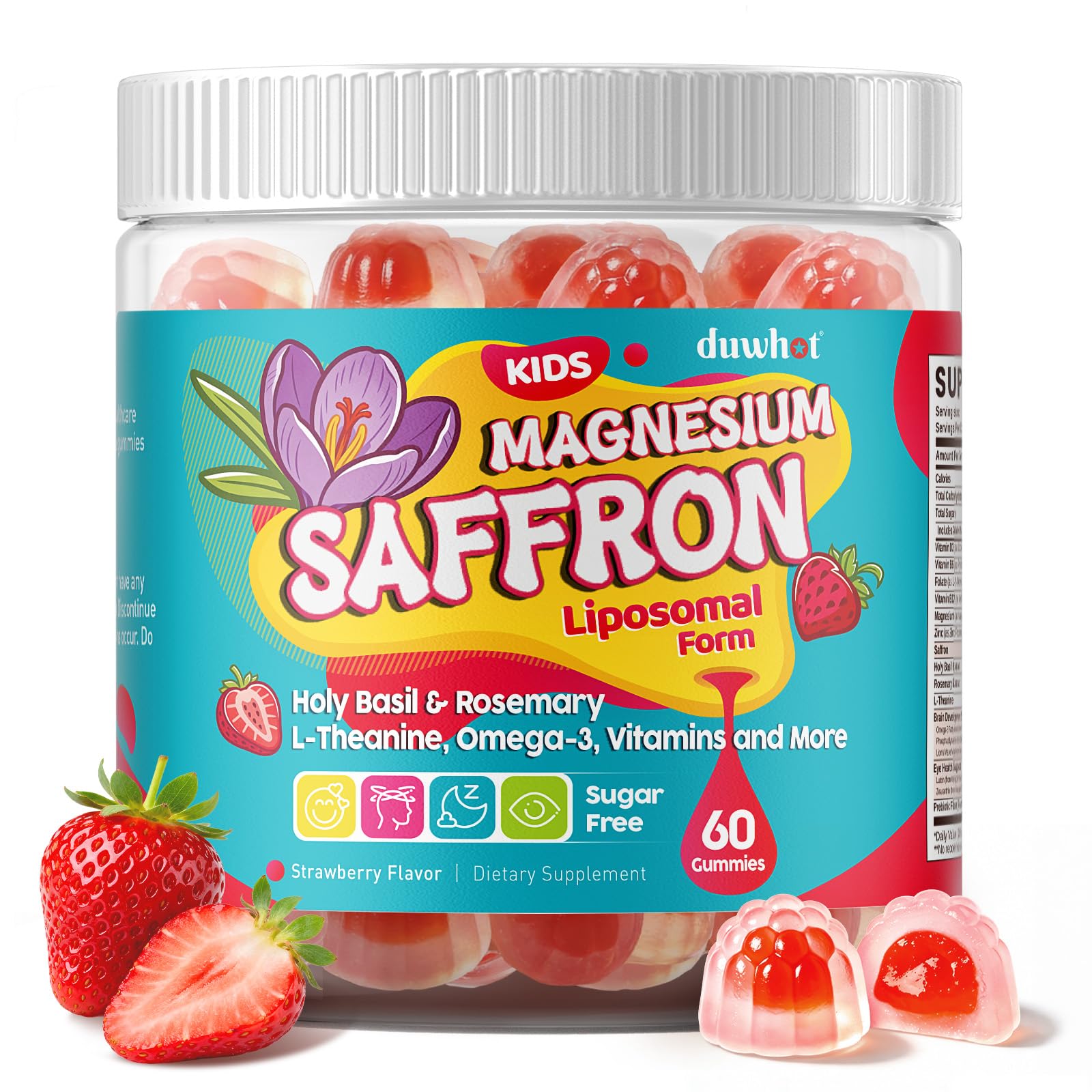 duwhot Saffron Gummies for Kids 60 Count front view