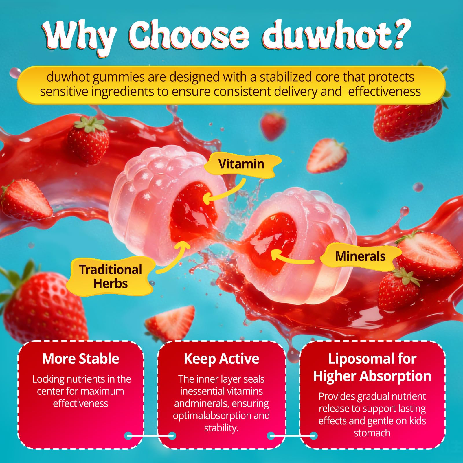 duwhot Saffron Gummies for Kids gummies close-up