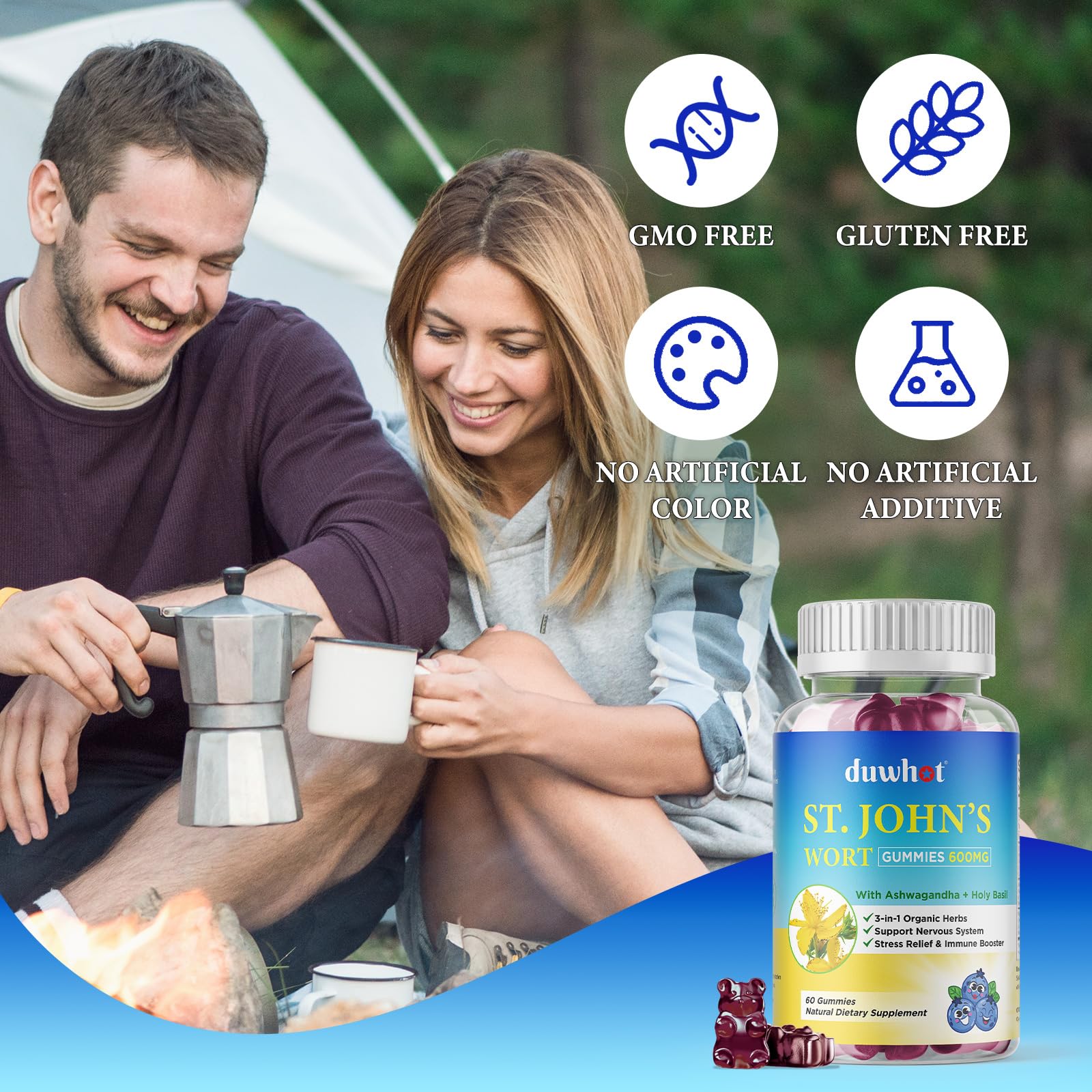 duwhot St. John's Wort Gummies 600mg on a table