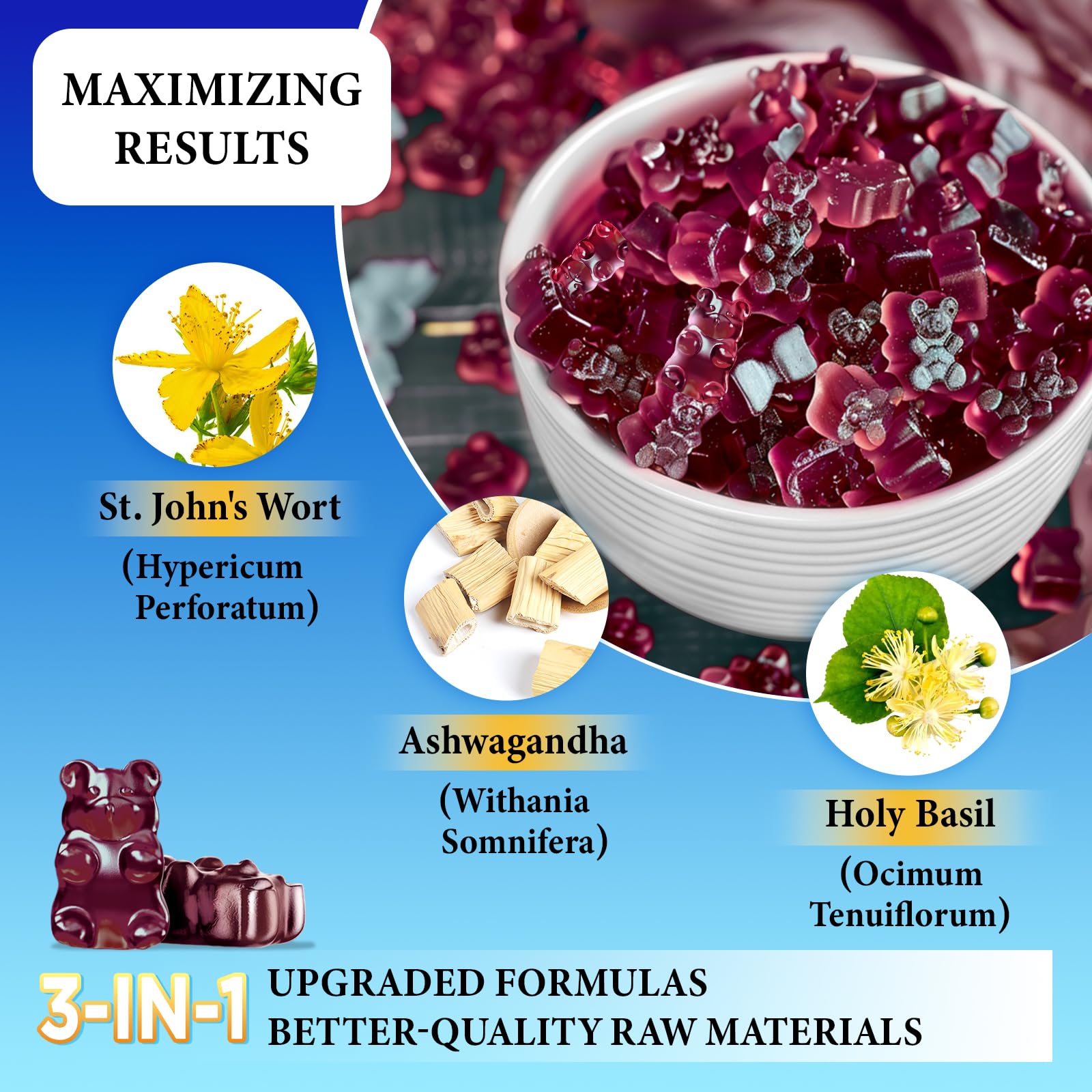 duwhot St. John's Wort Gummies open bottle with gummies