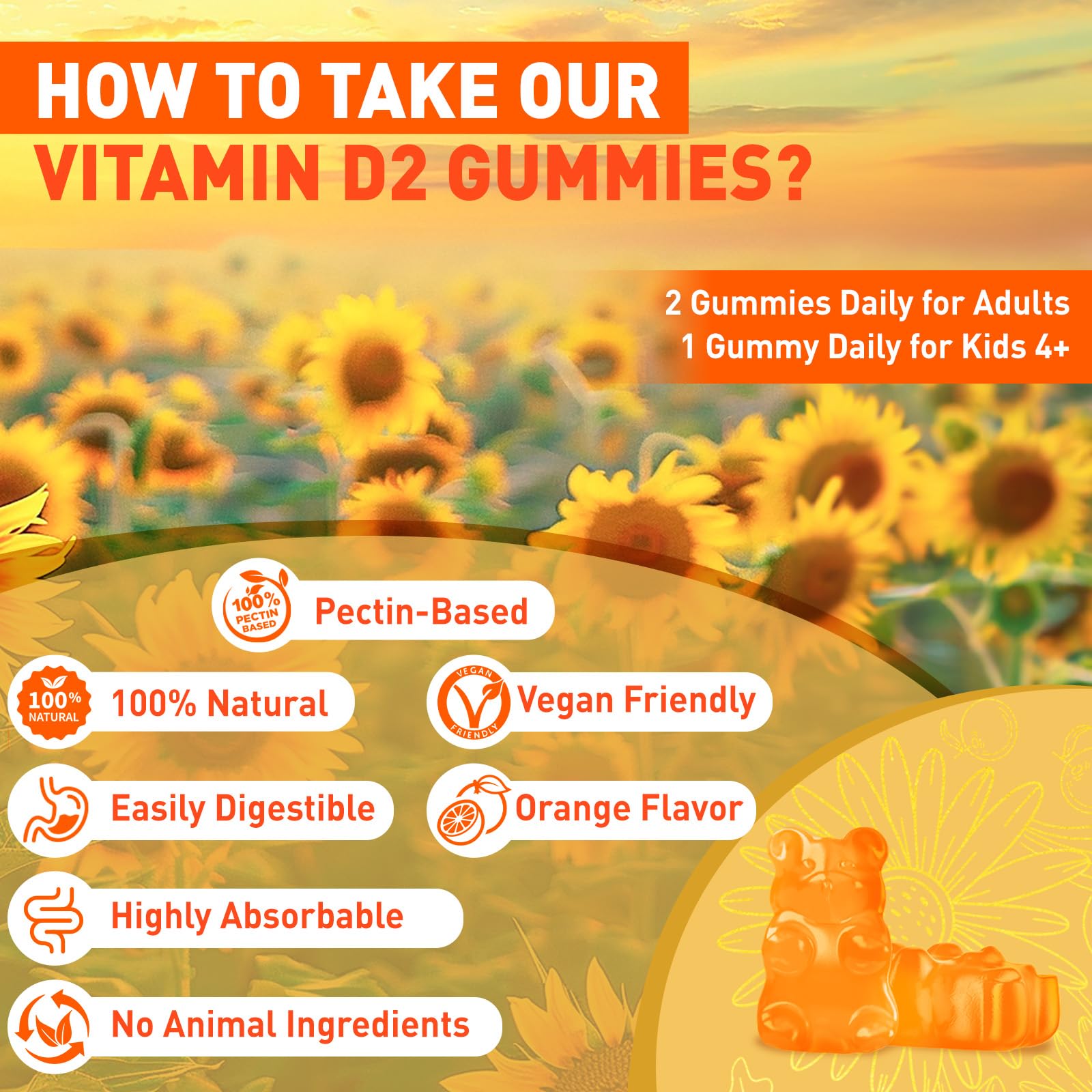 duwhot Vitamin D2 Gummies 2000 IU ingredients list