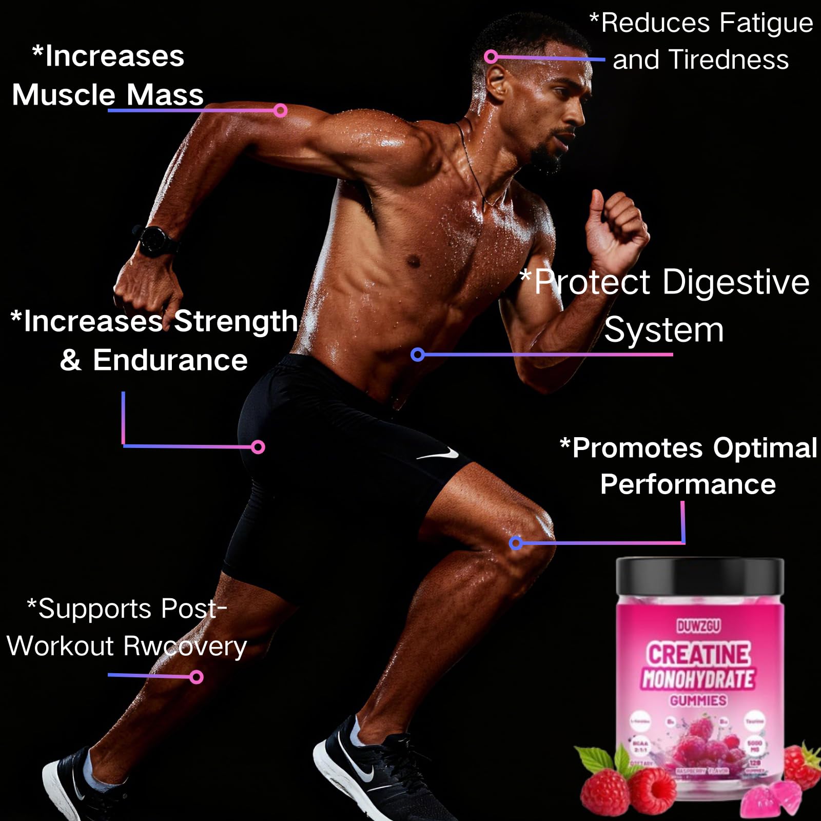 DUWZGU Creatine Monohydrate Gummies in a hand