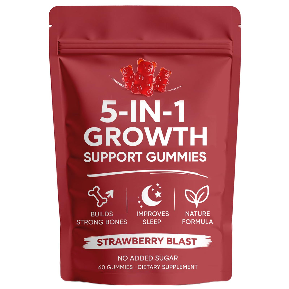 DXWXH Growth Gummies front view with strawberry flavour