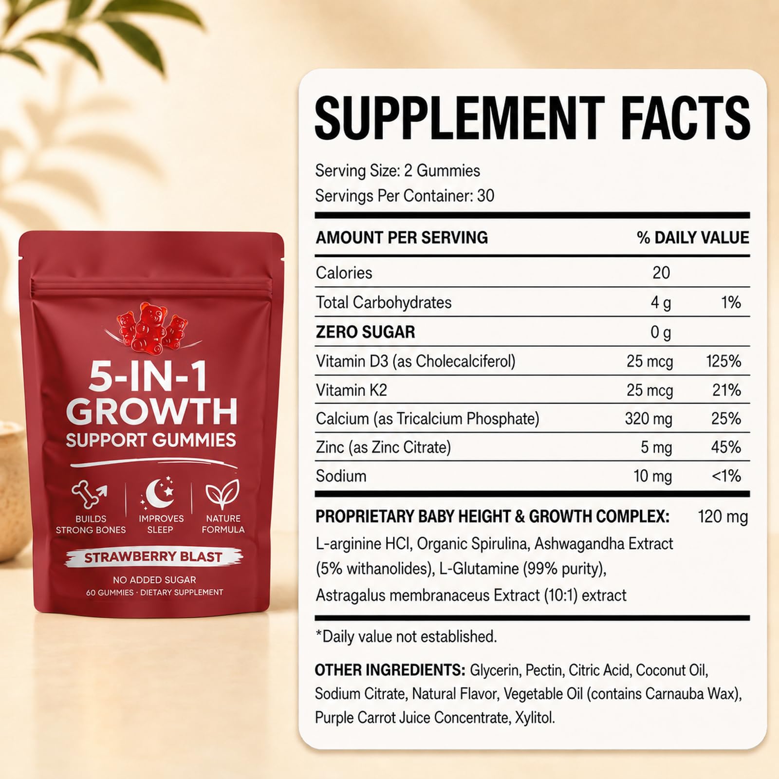 DXWXH Growth Gummies packaging side view